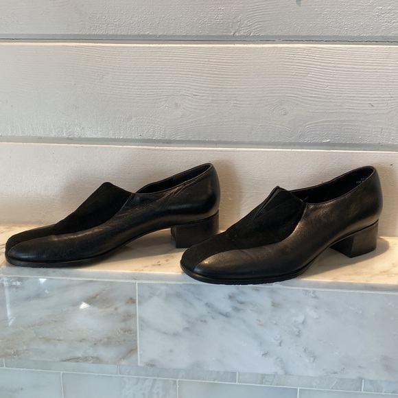 Vintage Munro Black Leather & Suede Shoes Size 7.5 - Picture 4 of 15